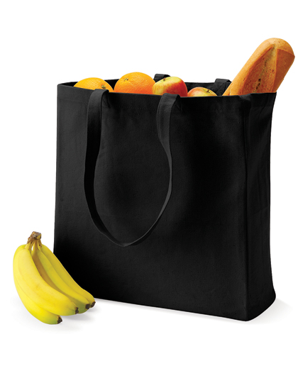 Ekologiczna shopperka bawełniana z długimi uchwytami 20L na zakupy Quadra - Black