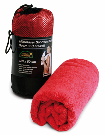 Ręcznik sportowy z mikrofibry + worek - Red
