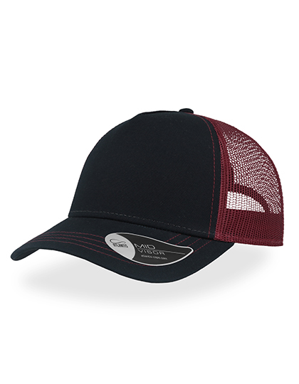 5-panelowa czapka z daszkiem unisex z siateczką, Atlantis Atlantis Headwear - Navy & Burgundy