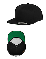 Czapka 5-panelowa snapback czarna z daszkiem FLEXFIT - Black