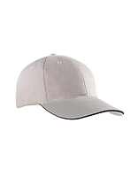 Czapka bawełniana 6-panelowa z regulacją - Light Grey & Black