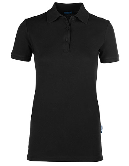 Koszulka polo damska bawełniana stretch z krótkim rękawem HRM - Black