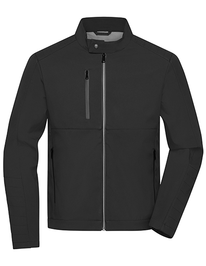 Wytrzymała kurtka softshell męska z wodoodpornymi zamkami James&Nicholson - Black
