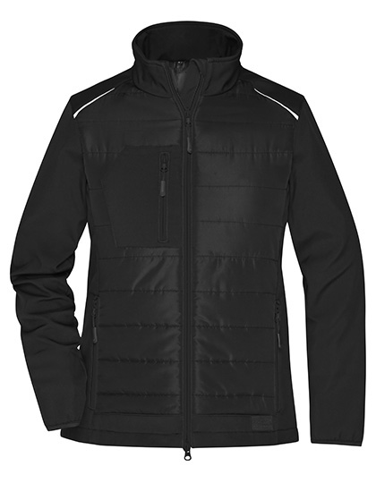 Damska kurtka hybrydowa slim z pikowanymi wstawkami - Black