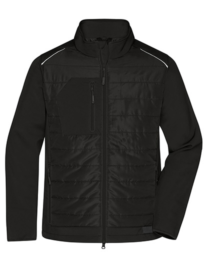 Męska kurtka hybrid z pikowanymi wstawkami - Black