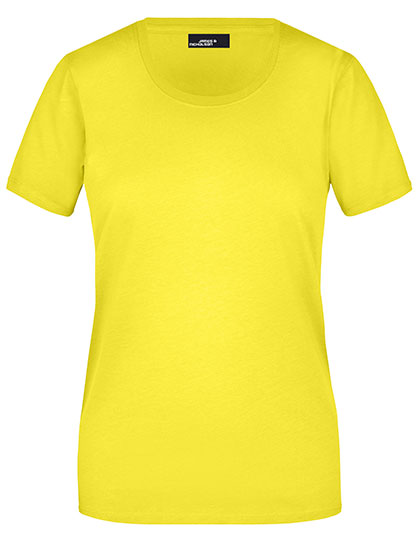 Koszulka damska basic z krótkim rękawem i okrągłym dekoltem James&Nicholson - Yellow