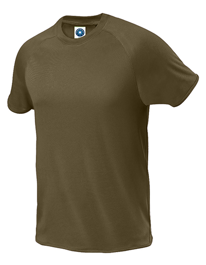 Męski T-shirt Sportowy z Raglanowym Rękawem - Khaki