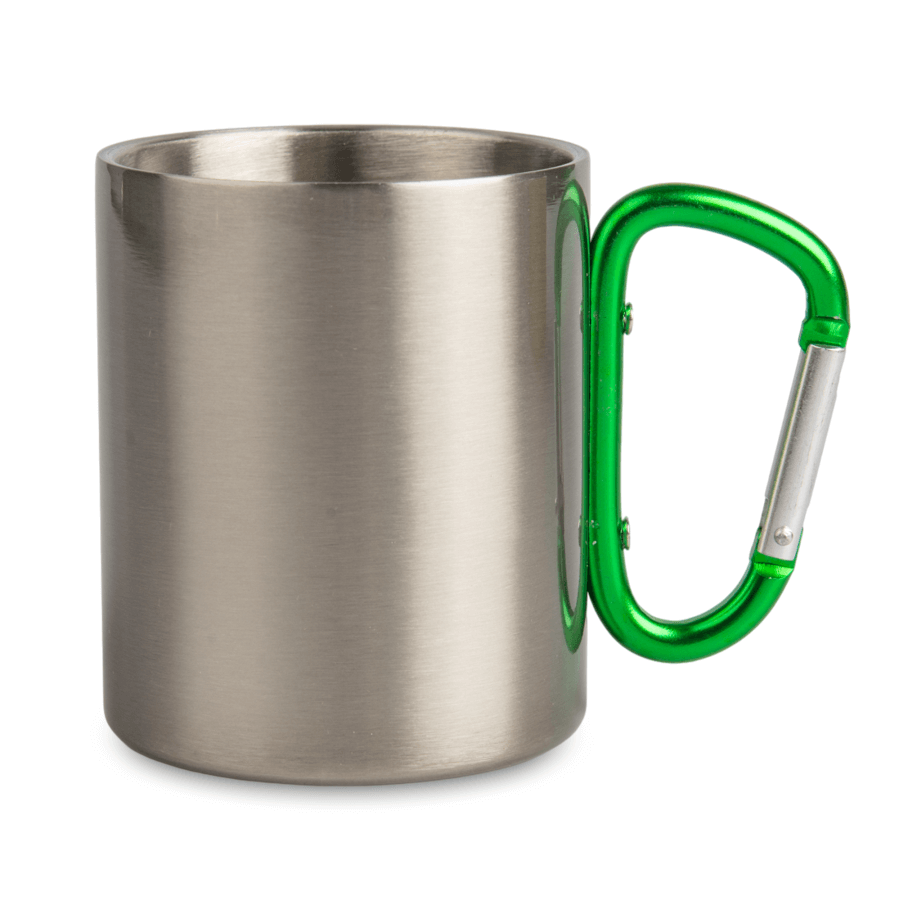 Kubek stalowy 300 ml - zielona zapinka